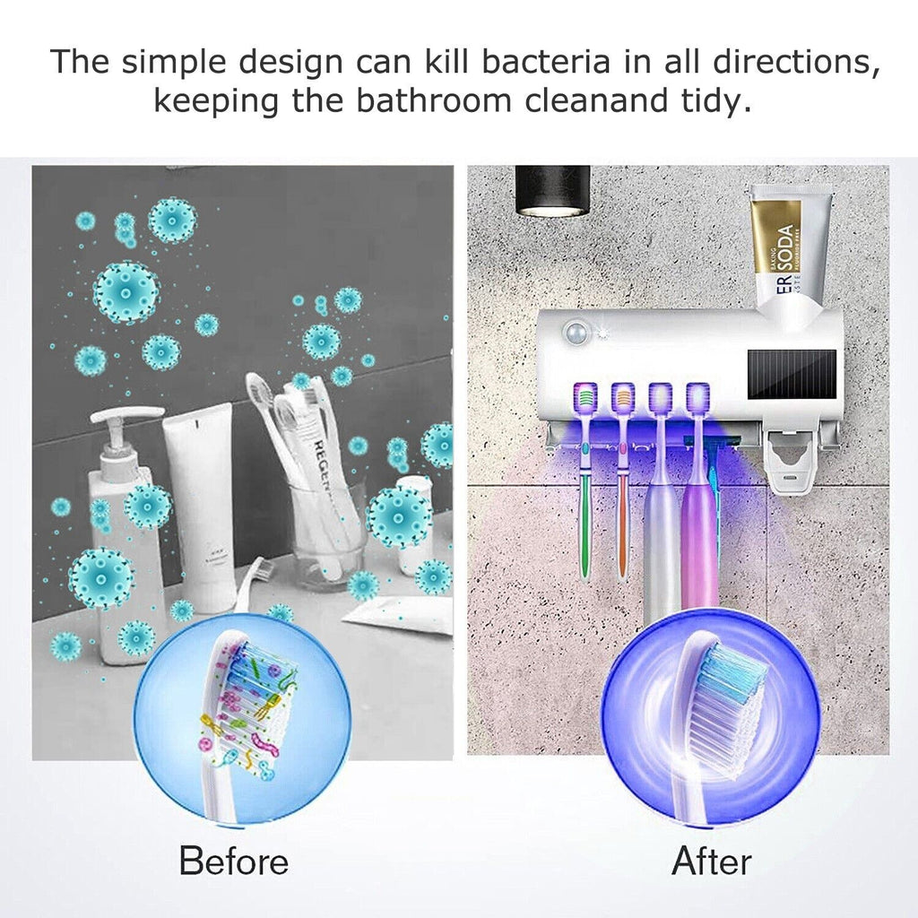 UV Light Toothbrush Sterilizer and Automatic Toothpaste Dispenser