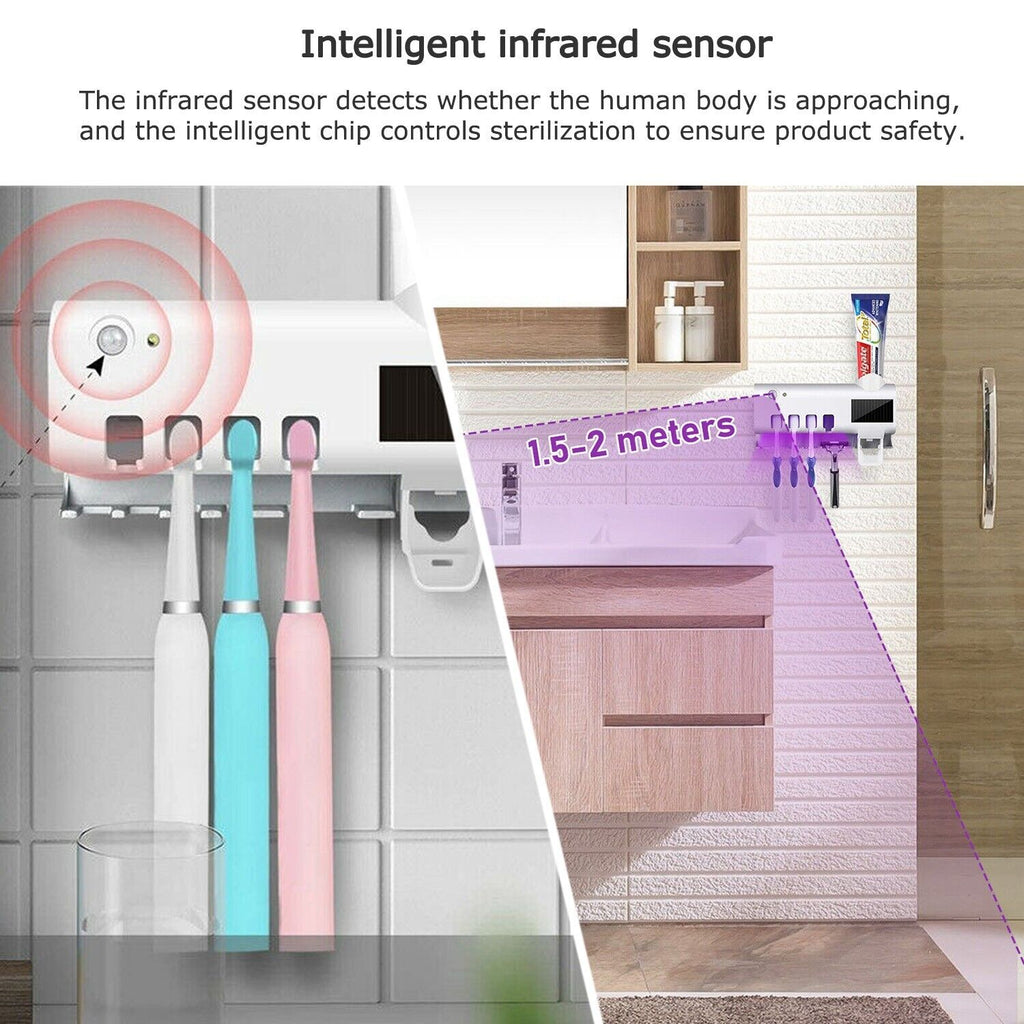 UV Light Toothbrush Sterilizer and Automatic Toothpaste Dispenser