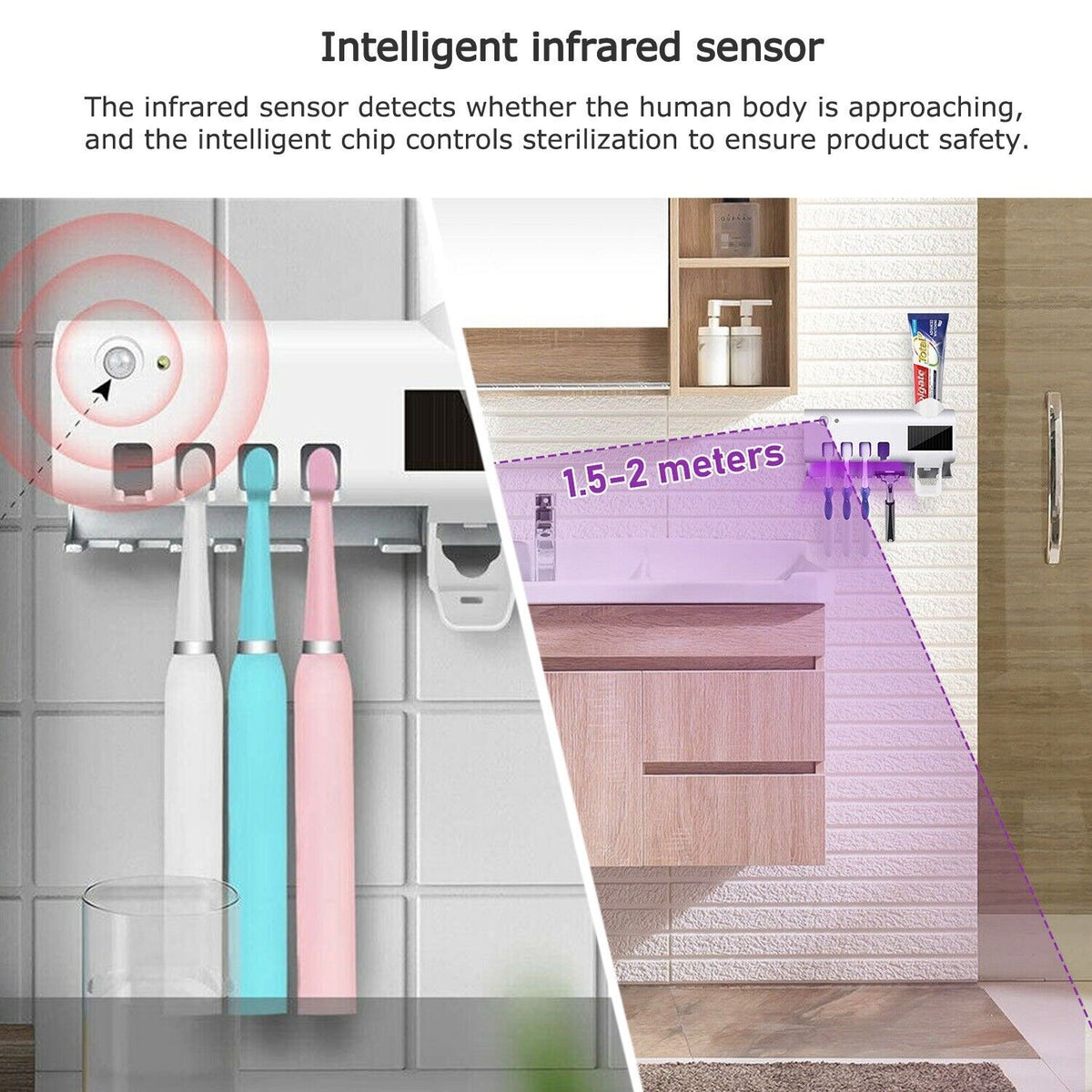 UV Light Toothbrush Sterilizer and Automatic Toothpaste Dispenser