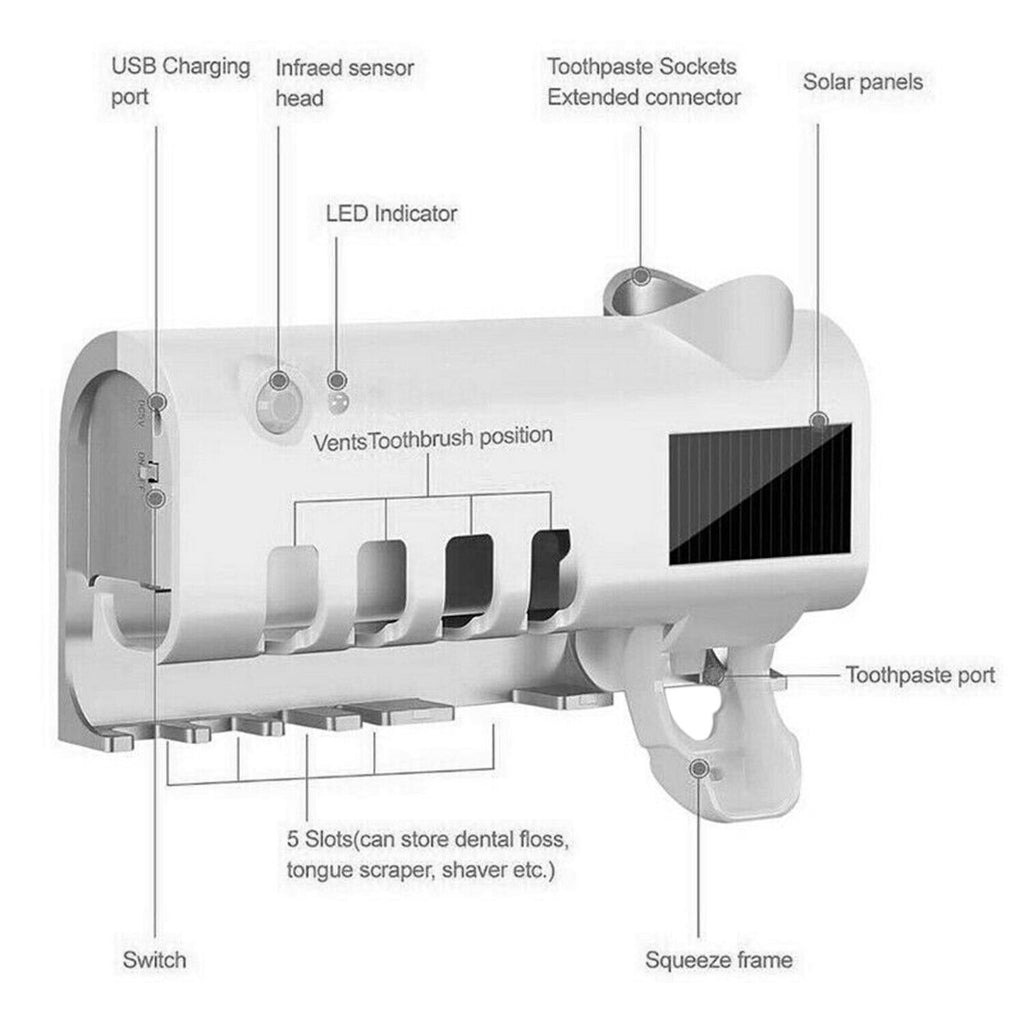 UV Light Toothbrush Sterilizer and Automatic Toothpaste Dispenser