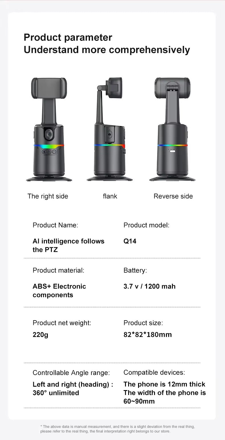 360° Rotation Smartphone Gimbal Stabilizer Face Tracker Selfie Stick Tripod with Remote and Gesture Control for Live Video Shoot