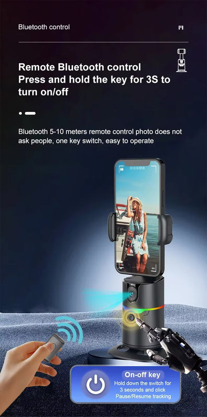 360° Rotation Smartphone Gimbal Stabilizer Face Tracker Selfie Stick Tripod with Remote and Gesture Control for Live Video Shoot