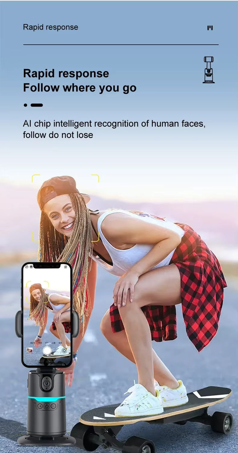 360° Rotation Smartphone Gimbal Stabilizer Face Tracker Selfie Stick Tripod with Remote and Gesture Control for Live Video Shoot