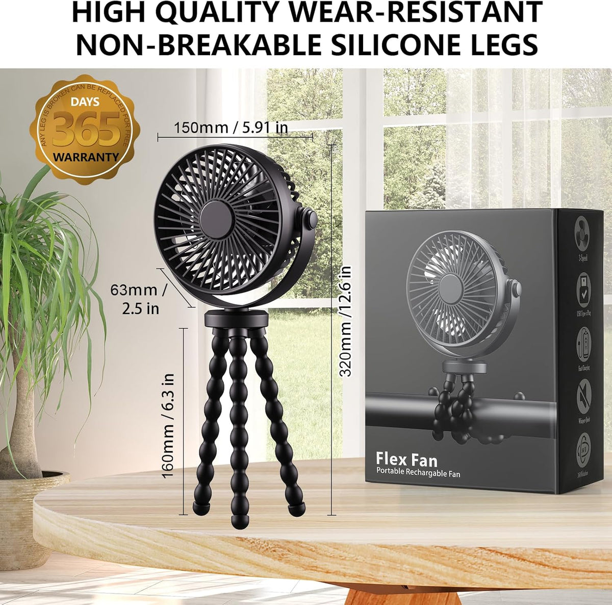 Portable Mini Handheld Fan for Personal Use - Versatile USB/Battery Powered Stroller, Car Seat, and Camping Fan with Flexible Tripod Clip (Black)