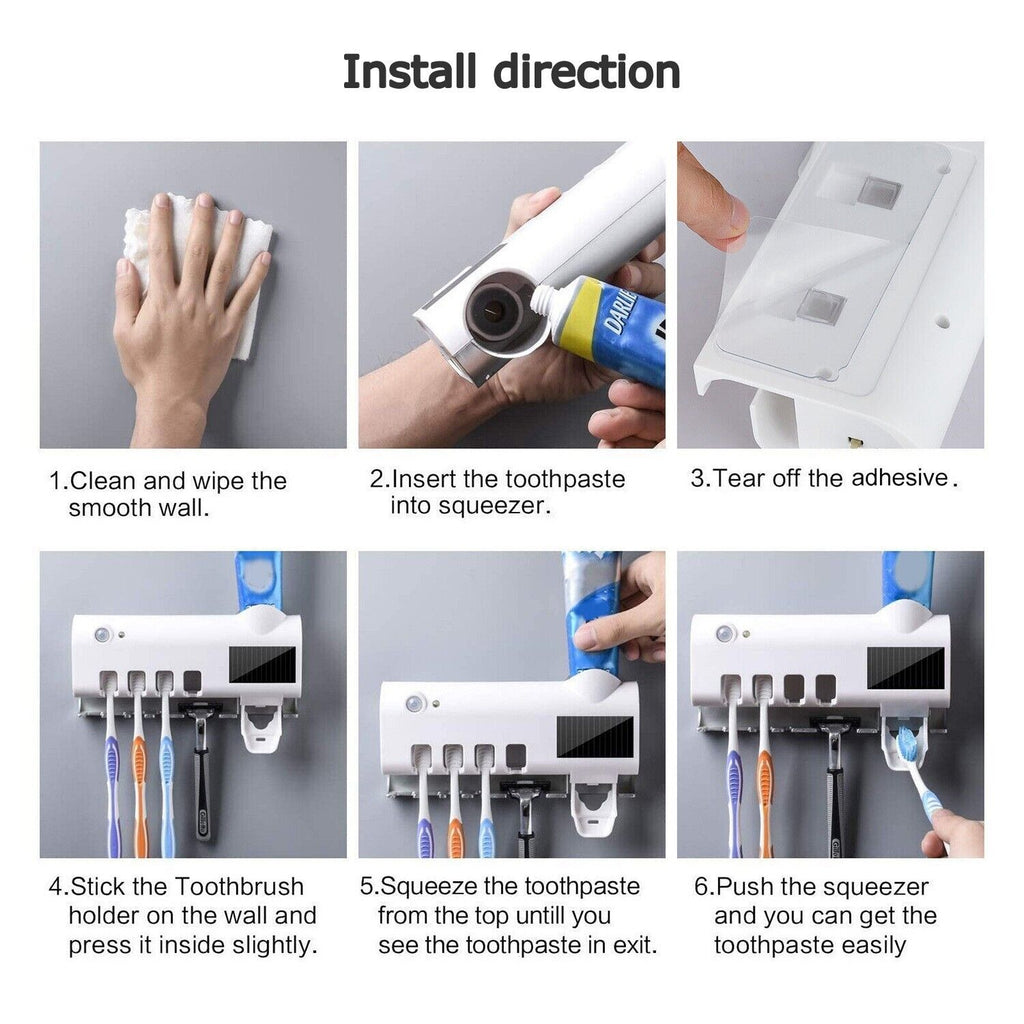 UV Light Toothbrush Sterilizer and Automatic Toothpaste Dispenser