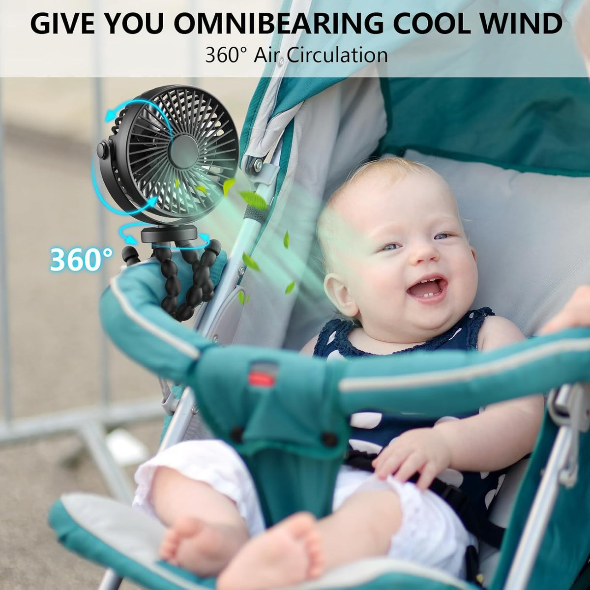 Portable Mini Handheld Fan for Personal Use - Versatile USB/Battery Powered Stroller, Car Seat, and Camping Fan with Flexible Tripod Clip (Black)