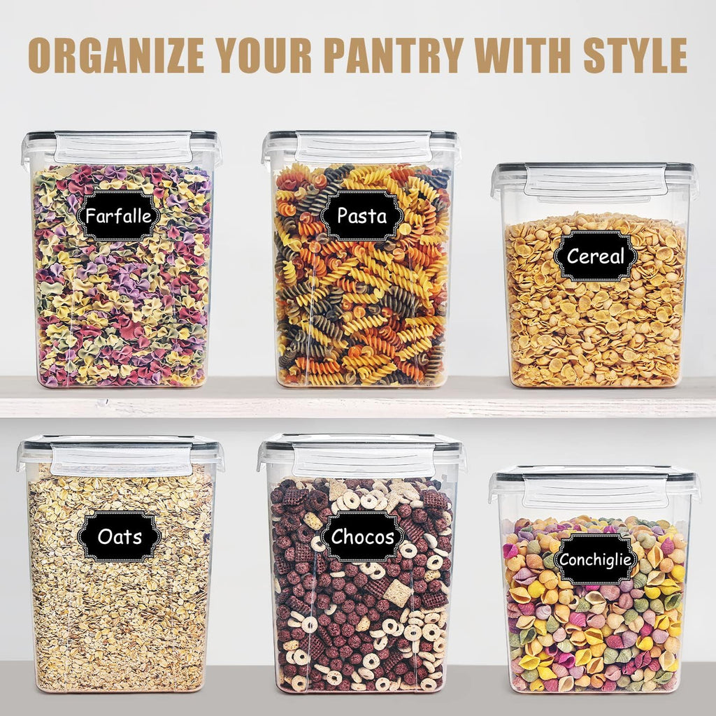 5.2L Flour Storage Containers - Set of 4, Black Food Storage Solutions
